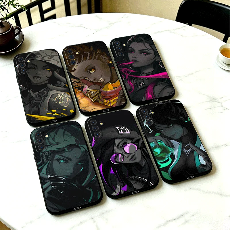 V-Valorants Game Black Cool Phone Case Cover for Samsung A13 A14 A15 A16 A17 A53 A54 A55 A56 A57 A33 A34 A35 A36 A37 A23 A24 A25