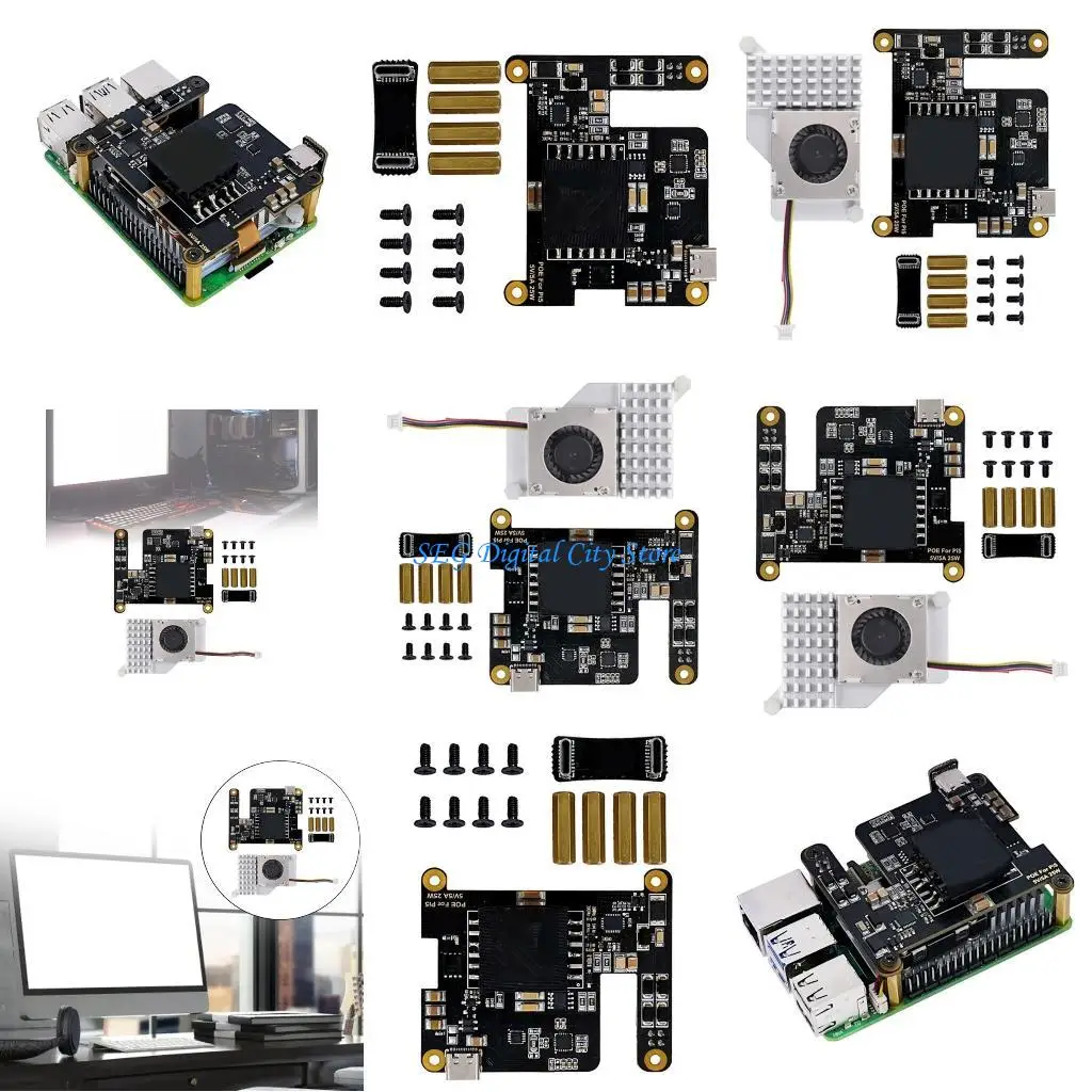

U75B POE Power Over Ethernet for RPi 5 802.3af PoE Networking Standard with Fan
