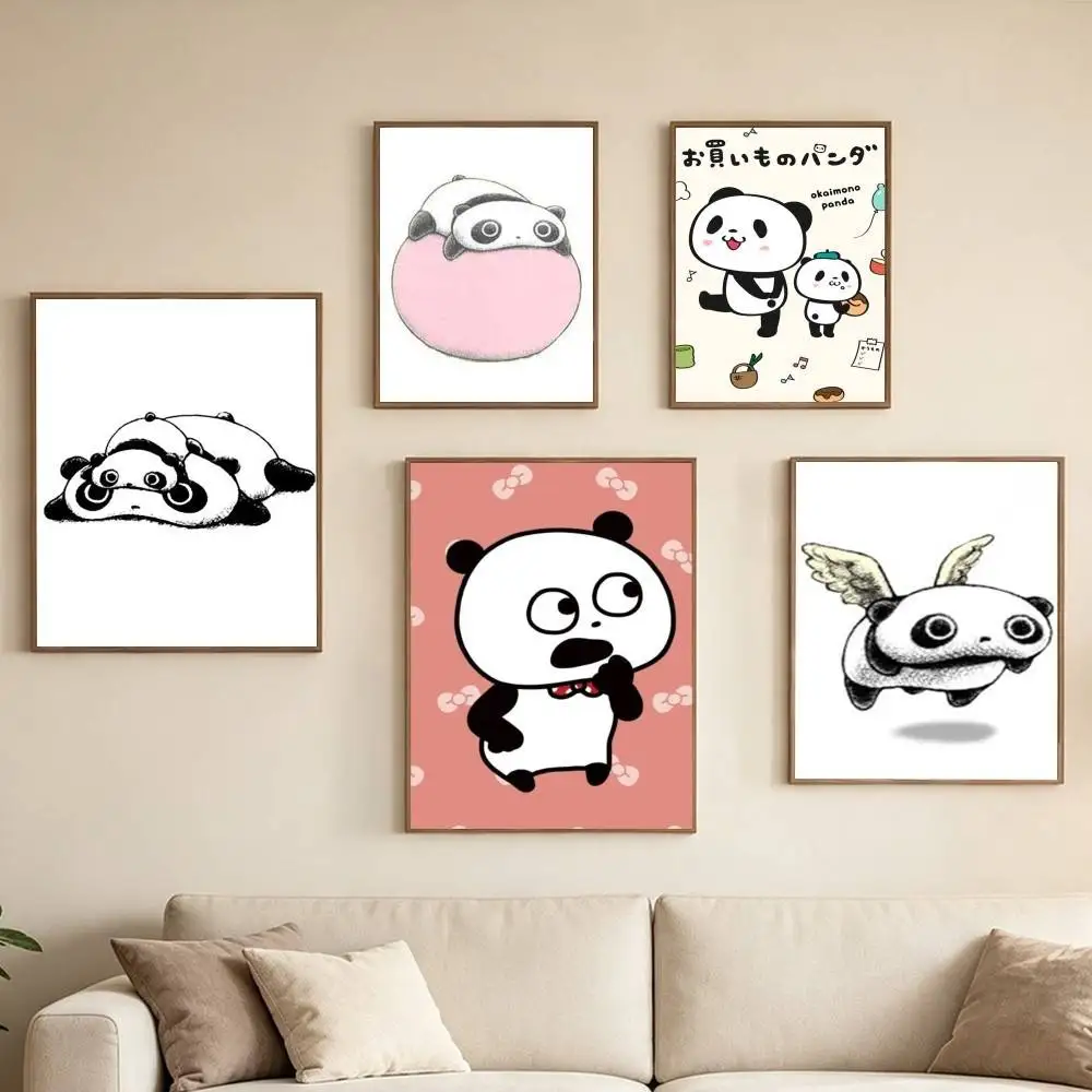 Cartoon T-Tarepanda Panda Poster Waterproof Wall Art Sticker For Bar Living Room Vintage Decor High Quality Print Gift