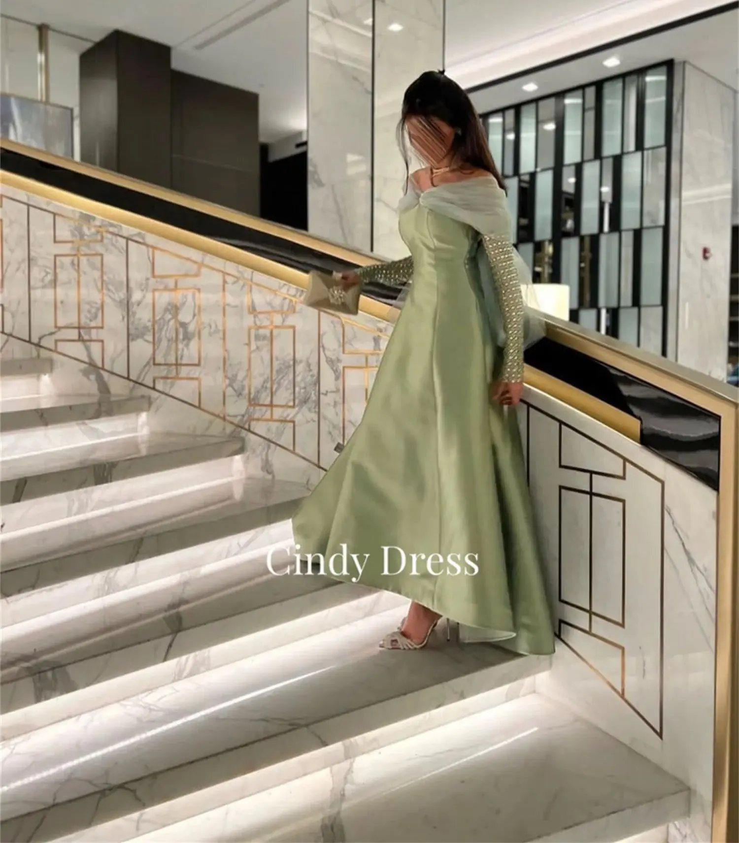 Eid Al-fitr Evening Gown Banquet Dress Party Evening Elegant Luxury Celebrity Green Customized Bridesmaid Dress Woman Line A