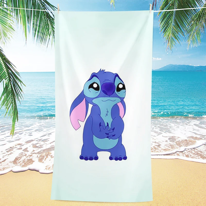 Beach Towel with Cute Stitch Pattern for Children and Adults, Microfiber Material, Soft and Comfortable Hotel Bathroom Towel