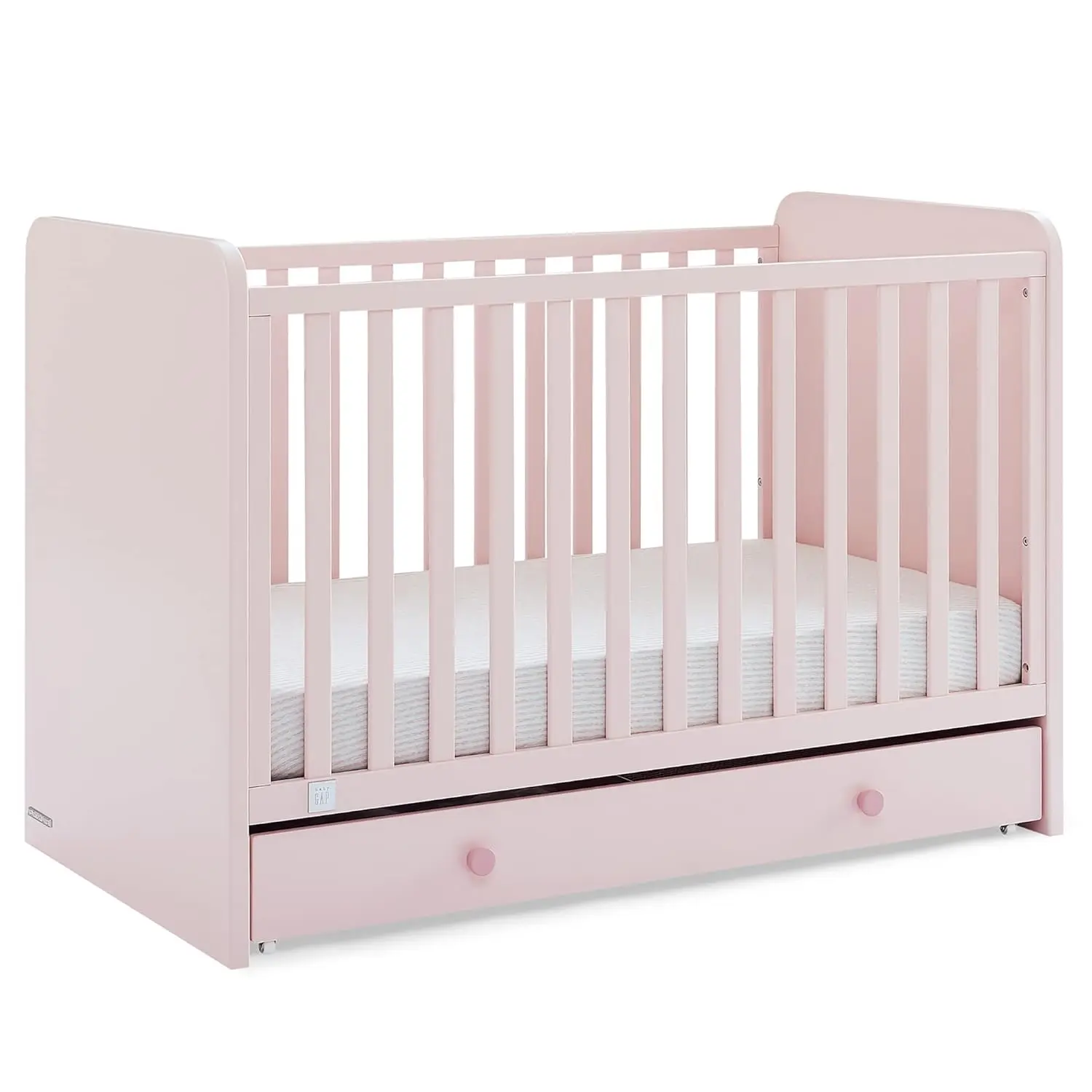 

GAP babyGap Graham 4-in-1 Convertible Crib with Storage Drawer - Greenguard Gold Certified, Blush Pink/Dark Pink