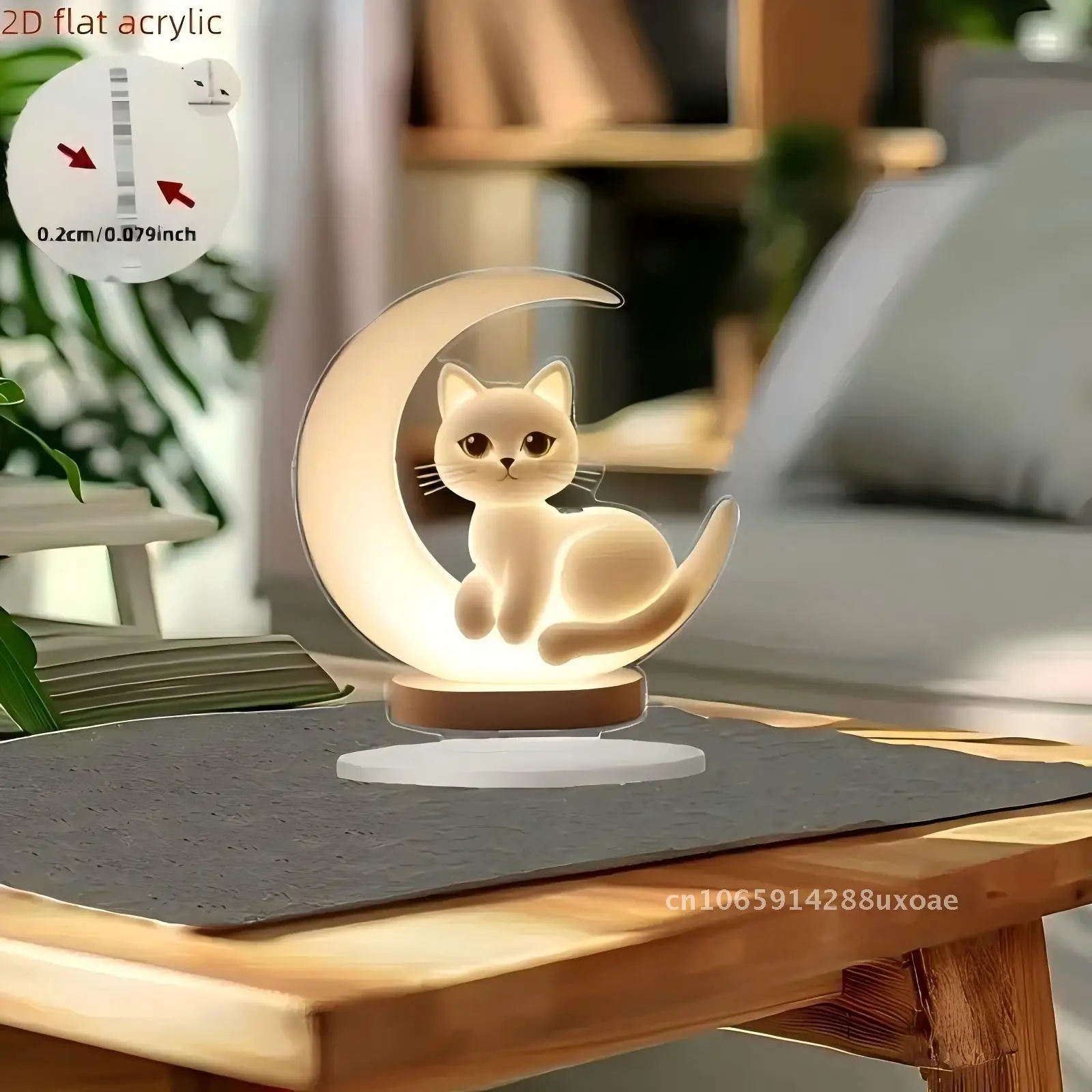 

2D Flat Acrylic Cute Moon Kitten Fashion Ornaments Home Decoration Desktop Ornaments Birthday Gift