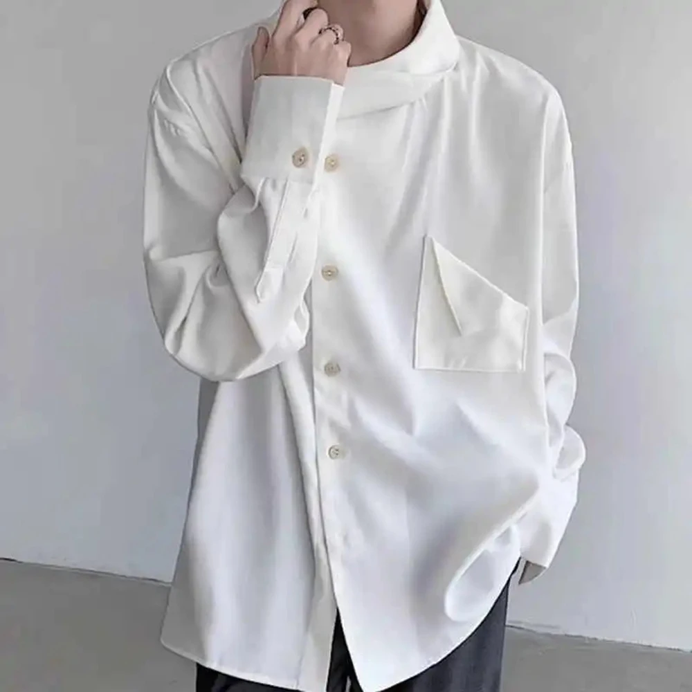 

Mens Summer Shirt Folded Collar Y2k Designer Irregular Shirt Streetwear Fashion Niche Long Sleeve Top Men'S Clothing 2026 New