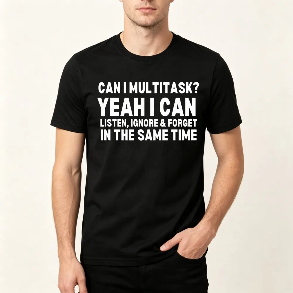 T-shirt à manches courtes col rond unisexe, style décontracté Harajuku, avec slogan 'I Can Listen Ignore Forget Sarcastic', tendance