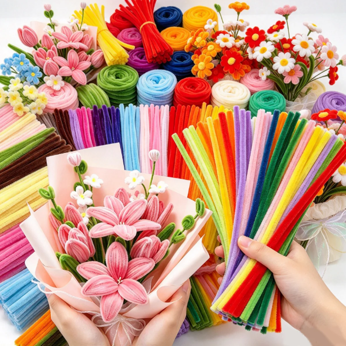 238Pcs Flexible Chenille Stems Assorted Colors Random Styles DIY Pipe Cleaner Craft Set Party Favors Creative Crafts ZSY