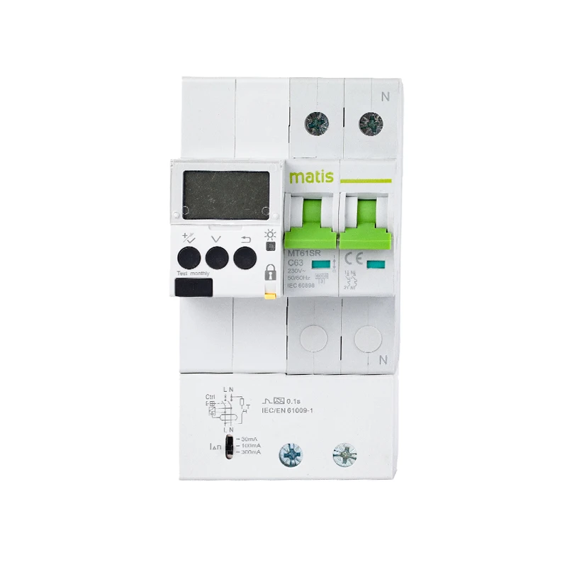 

Wholesale Smart Recloser RCBO Rs485 MT61-SR 2P 220V 50/60hz Earth Leakage Circuit Breakers with Monitor Function