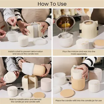 Boowan Nicole 3.5盎司極簡主義混凝土蠟燭罐帶蓋矽膠模具手工製作永續蠟燭補充模具家居裝飾 8 最佳銷售 晶簇矽膠模具 - №4