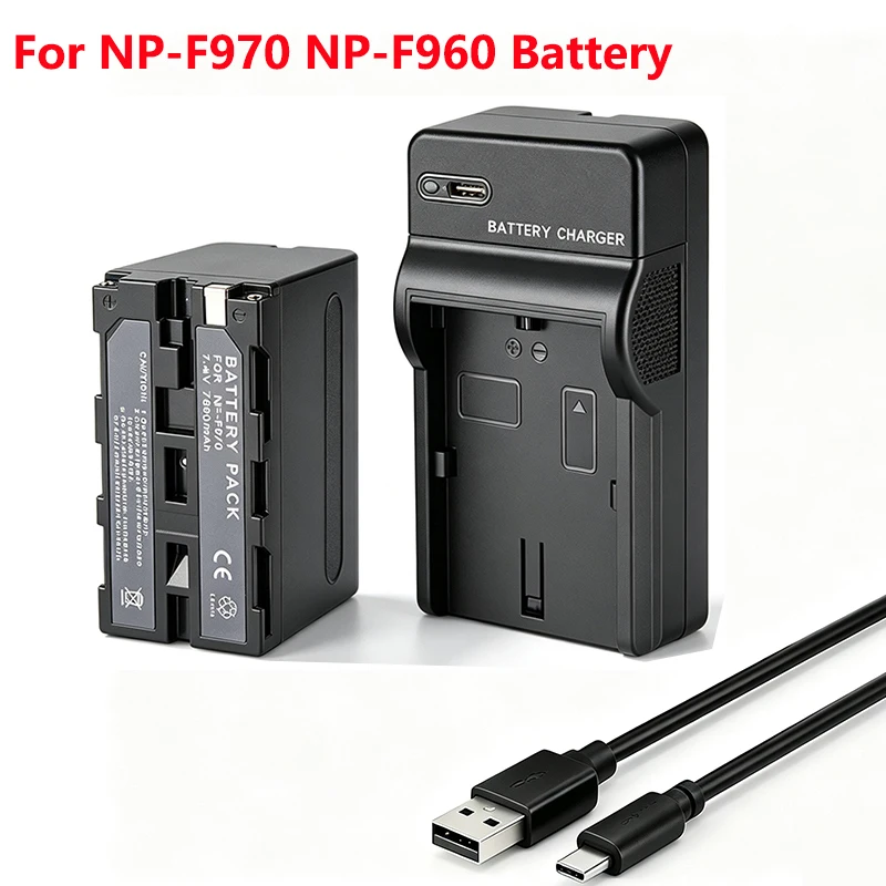 7.4V 7800mAh NP-F970 Decoded Battery NP-F960 NP F970 Rechargeable Battery Pack for Video Camera and Photography Lights