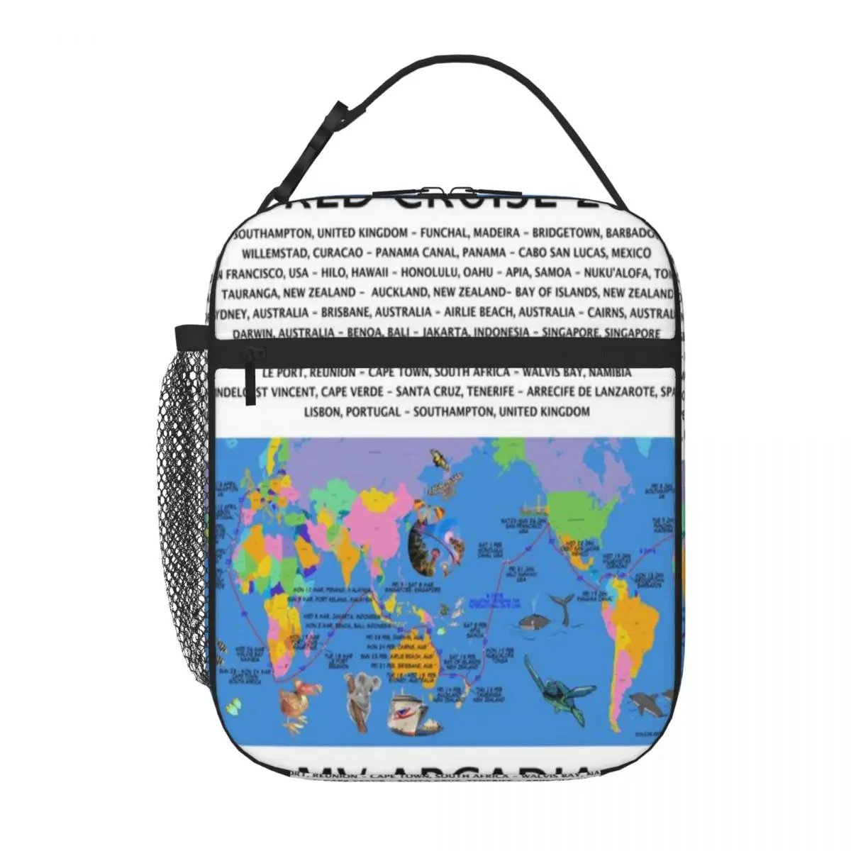 Hot Sale P O 2025 J501 WORLD CRUISE FULLY ILLUSTRATED ROUTE MAP Outdoor Style Lunch Handbag Daily Outdoor Lunch Handbag