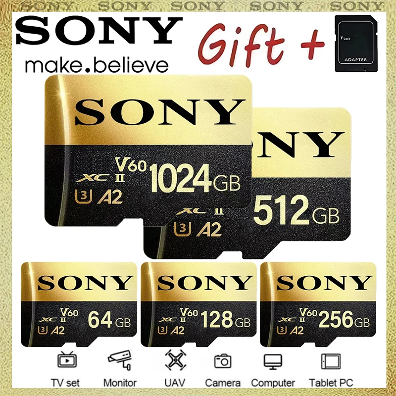 Sony-tarjeta de memoria Mini SD de alta velocidad 1TB 512GB 256GB 128GB Clase 10 Micro TF Flash Usb Pen Drive tarjeta 64GB para teléfono inteligente