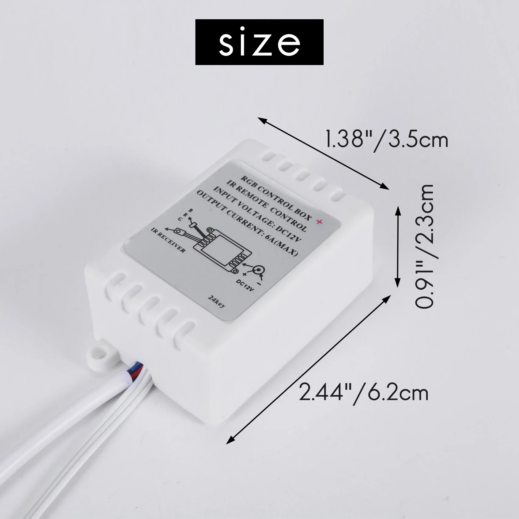 Controlador LED RGB, Control IR FB, 24 teclas, blanco, 12V