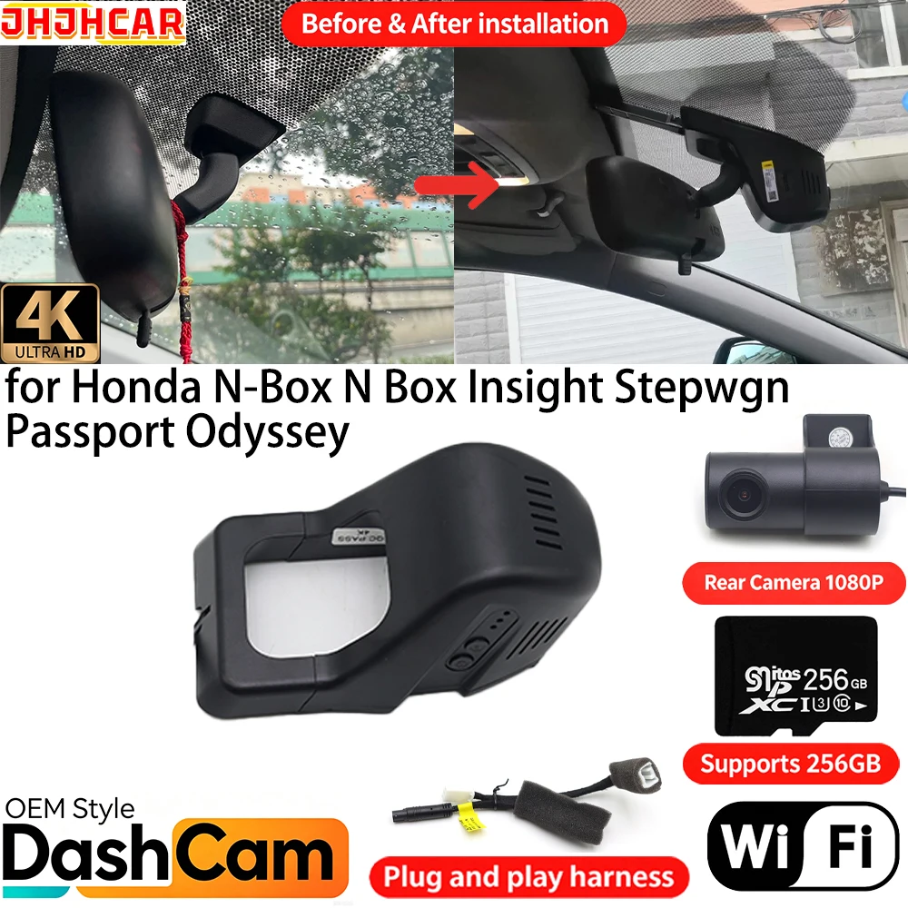 for Honda N-Box N Box Insight Stepwgn Passport Odyssey Wifi OEM DVR 4K Dash Cam Front Rear Camera Night Vision Video Recorder