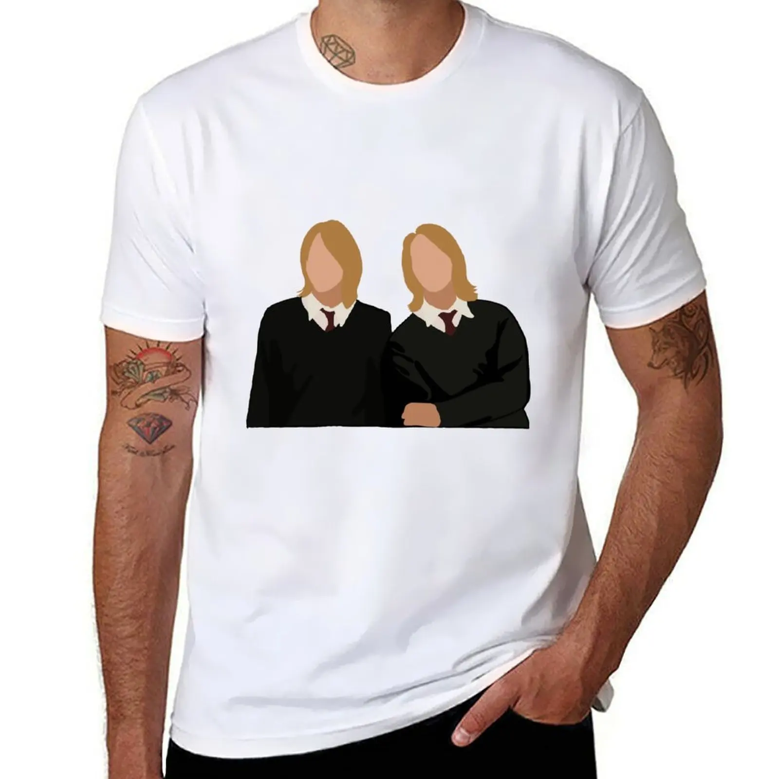 Fred y George Weasley-Camiseta con arte minimalista, camiseta para hombre, camisetas de algodón de lujo, camiseta de alta calidad