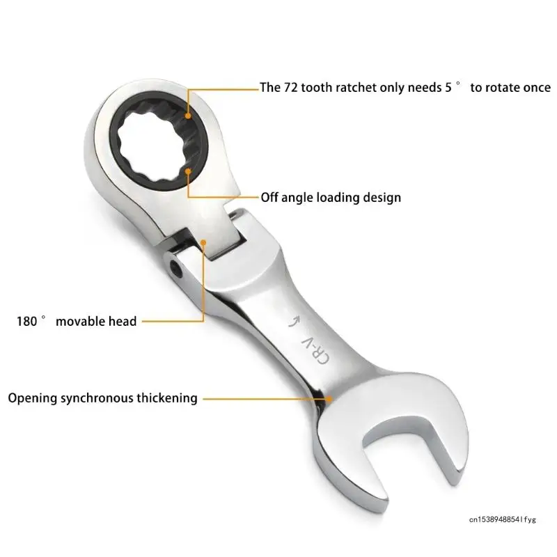 Practical 180°Flexible Head Ratcheting Wrench Ratcheting Box Wrench Tool