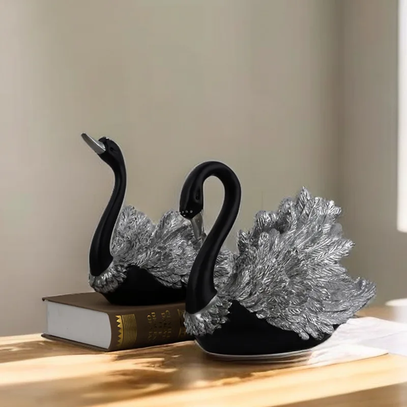 

Nordic Resin Swan Sculpture Ornaments Living Room TV Cabinet Wine Cabinet Porch Animal Statue Furnishings Crafts Wedding Gifts