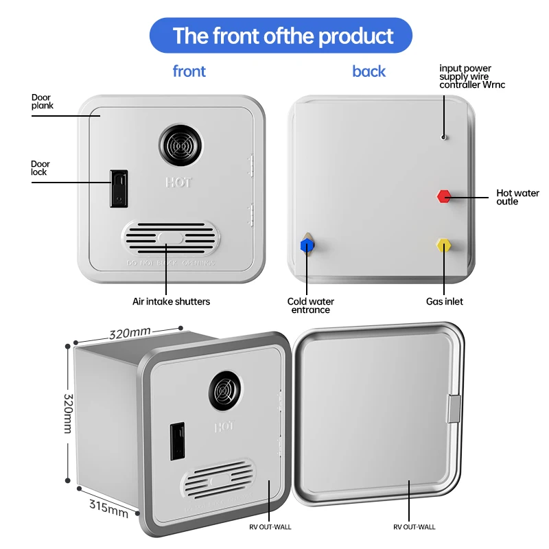 Camping Shower Gas Water Heater Portable RV Instant Tankless 8L Stainless Steel 12V  Gas Mini Geyser Instant Shower