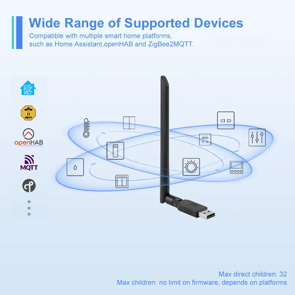 Zigbee3.0 USB Dongle Universal ZigBee Gateway Hub With Antenna Home Automation  Support Home Assistant Zigbee 2MQTT ,OpenHAB