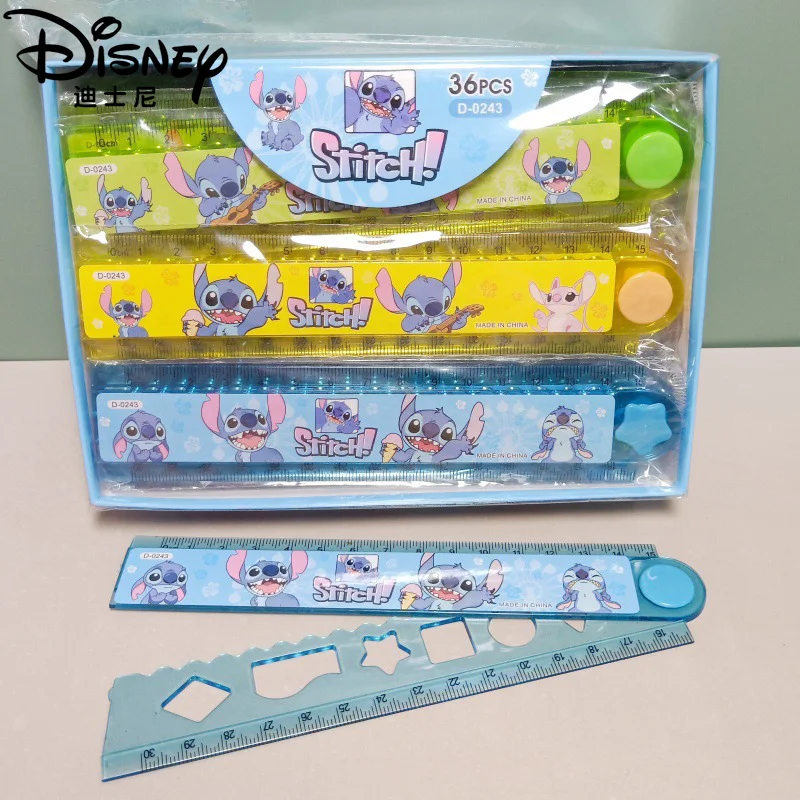 36pcs Disney Stitch 30cm folding ruler cute cartoon Lilo printing drawing plastic ruler student stationery gifts