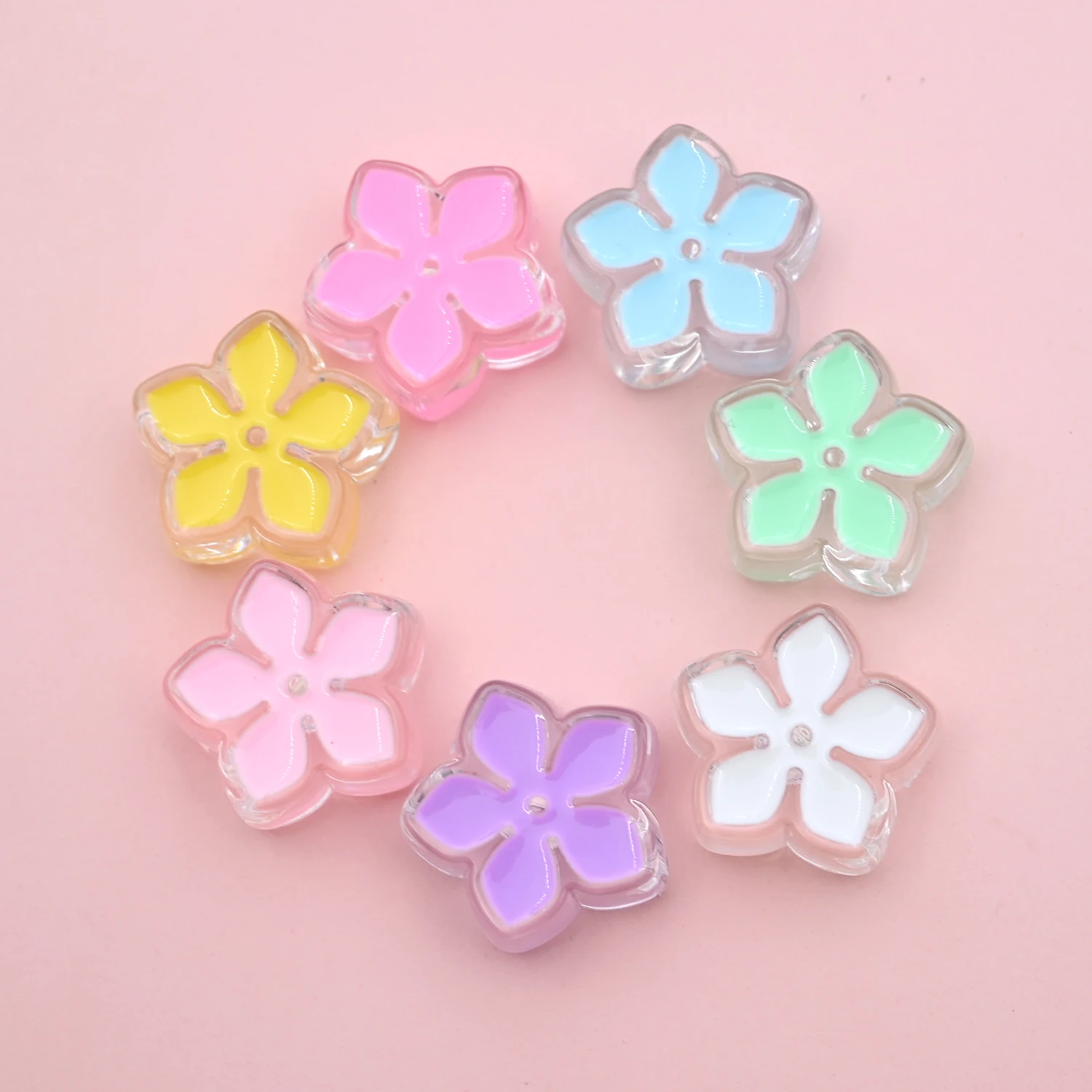 24mm Flower Acrylic Beads Big Hole Loose Spacer Beads For Jewelry Making Diy Handmade Bracelet Necklace Key Chain Accessories