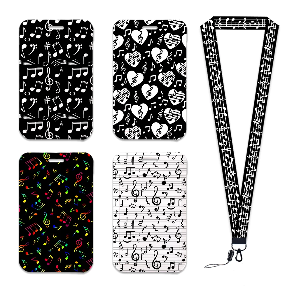 Music Signs Patterns Lanyards ID Badge Holder Strap Work Card Bus Access Card Holder Keychains Accessories