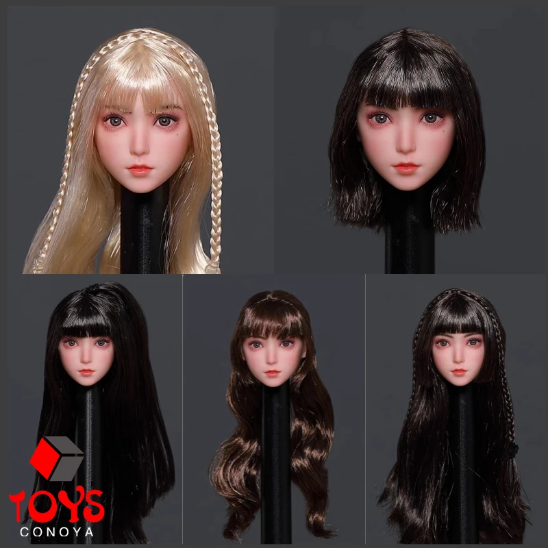 

Iminitoys M014 1/6 Scale Anime Girl Lolita Head Sculpt Model with Long Hair Fit 12" Female Soldier Action Figure Pale Body Dolls