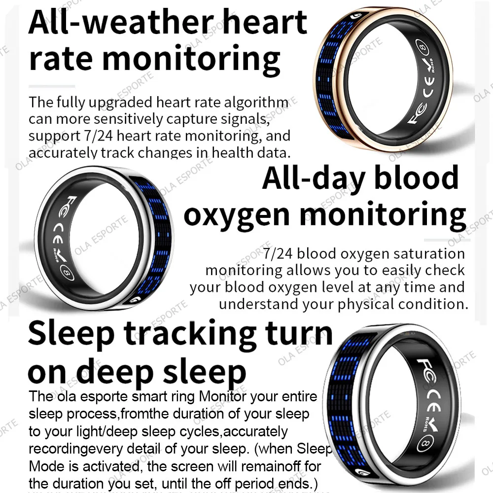 Smart Ring Display Screen Touch Incaming Call Reminder Tasbih Counter Health Manager Waterproof Multi Sports Mode Men Women R11C view 4