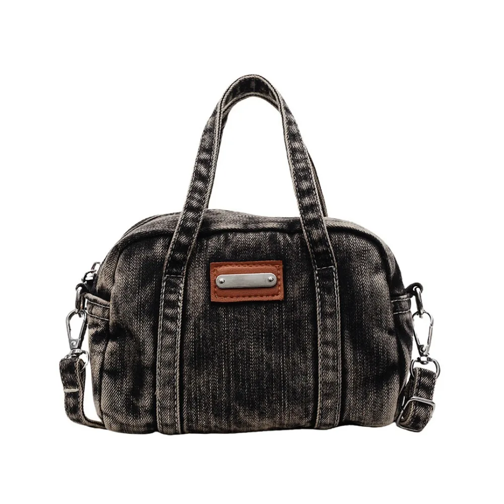 عادية Y2K الدنيم حقيبة قماش قنب الشارع نمط حقيبة تسوق حقيبة يد خمر سعة كبيرة بلون الصلبة حقيبة كروسبودي الشارع الشهير