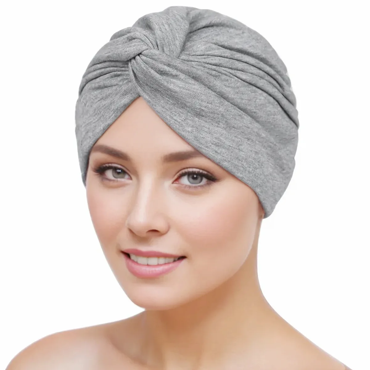 Cotton Headwrap Scarf Breathable Stretch Full Coverage Vintage Boho Elastic Cross Wrap Cap for Women​