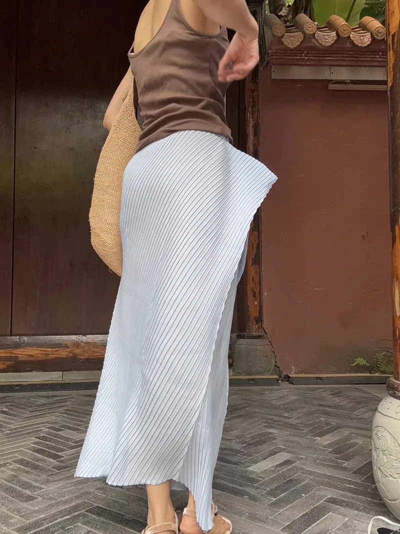 Pleated T-Shirt 2026 Summer New Japane Irregular Cut Pile Collar Top Simple Fashion Lightweight Wrinkle-Free Women Skirt