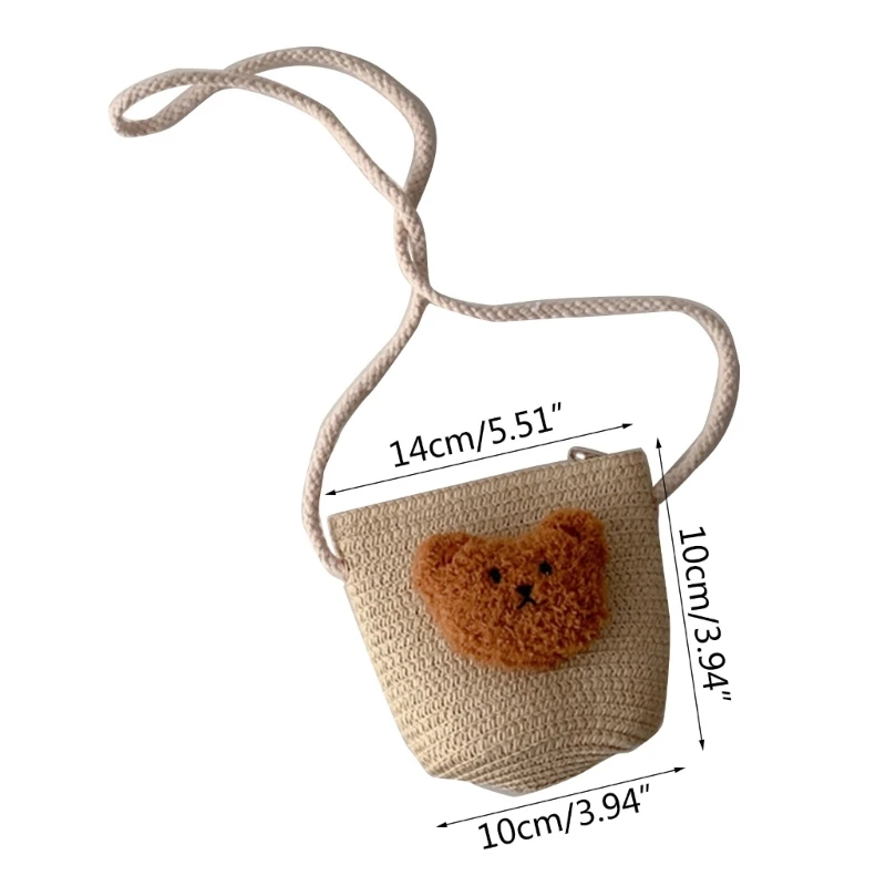 Mini bolsa crossbody de palha bolsa de ombro para meninas bolsa pequena de urso