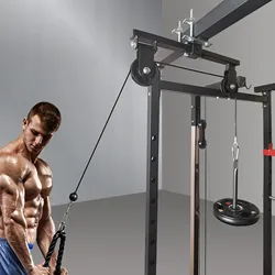 DIY Fitness Double Pulley Home Gym For Rope Pulldown With Attachment Biceps Triceps Exercise Forearm Pull Rope Roller