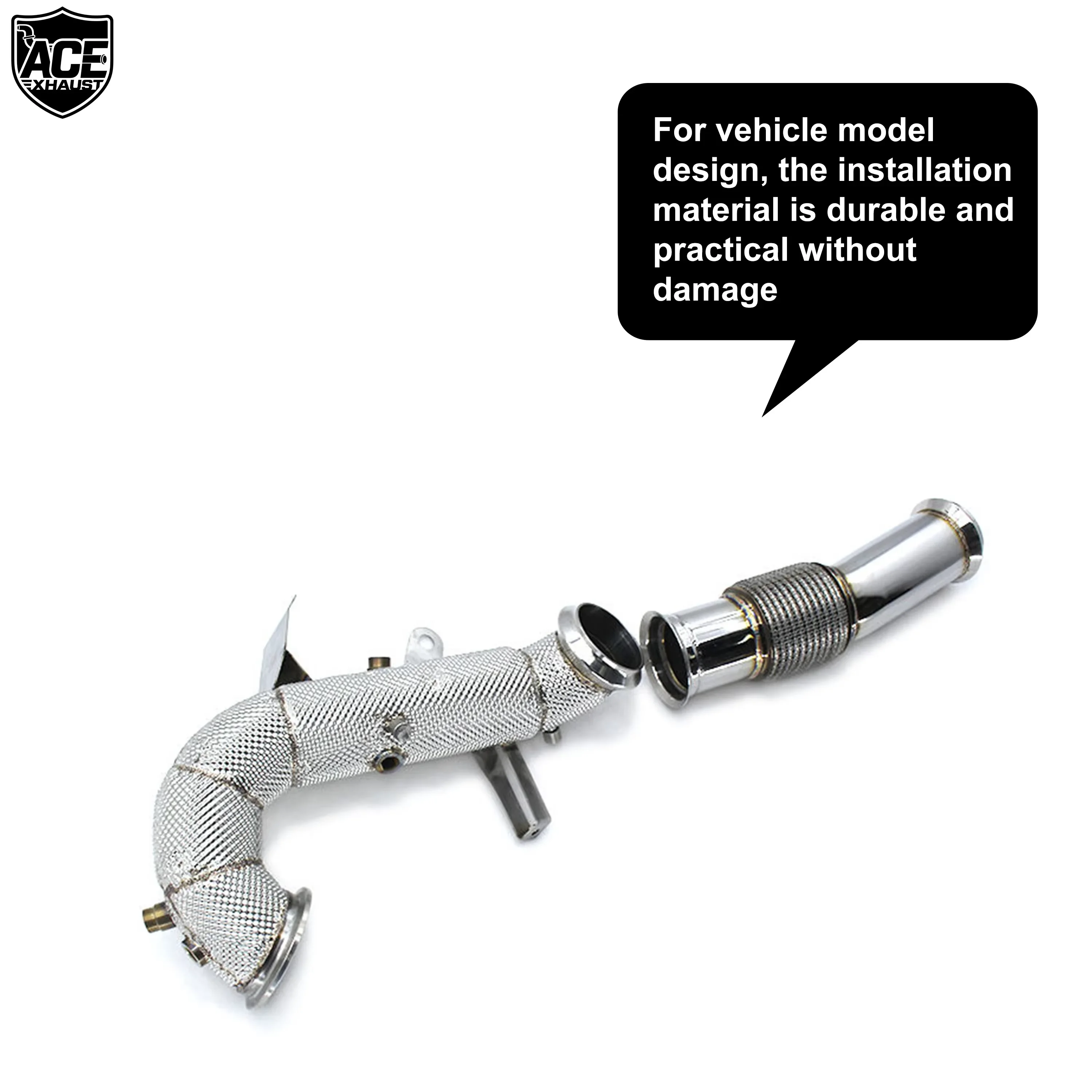 ACE Bestseller für Mercedes Benz W177 A45S CLA45 GLA45 2.0T Auspuff-Downpipe mit Hitzeschild SUS304 Auspuffanlage – Detail 6