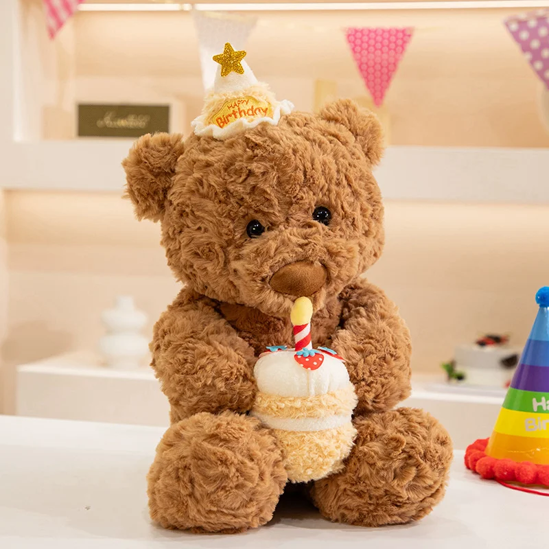 Simpatico orsacchiotto di peluche Bubble Tea Orso di compleanno Orso di peluche con pigiama Torta Tè al latte Compagno di sonno Bambola Compleanno per bambini Gify