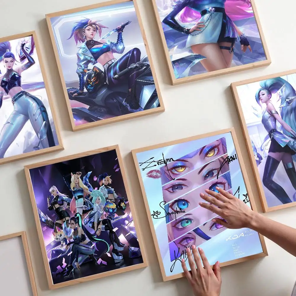 Virtuelle Gruppe KDA Anime Poster Sticky Decoracion Malerei Wandkunst Weißes Kraftpapier Wanddekoration
