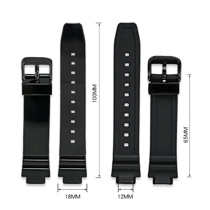 Resin Rubber Strap for Casio LRW-250H 200 LX-500H Women Glossy White Pink Convex Watch Band Waterproof Silicone Bracelet 12mm
