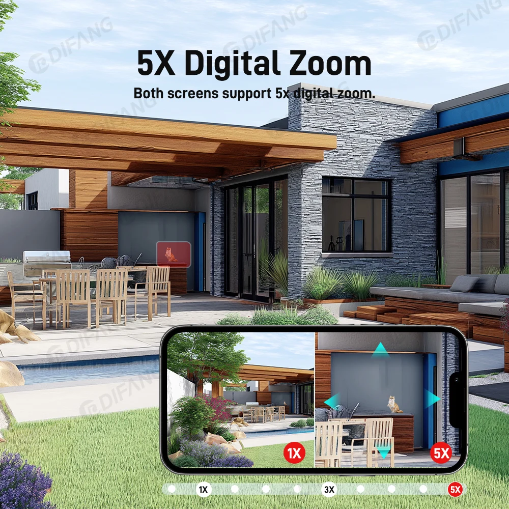 

5K PTZ Security Camera Outdoor, 10MP Auto-Tracking with 5X Zoom, Waterproof, WiFi Surveillance, 2-Way Audio, Color Night Vision