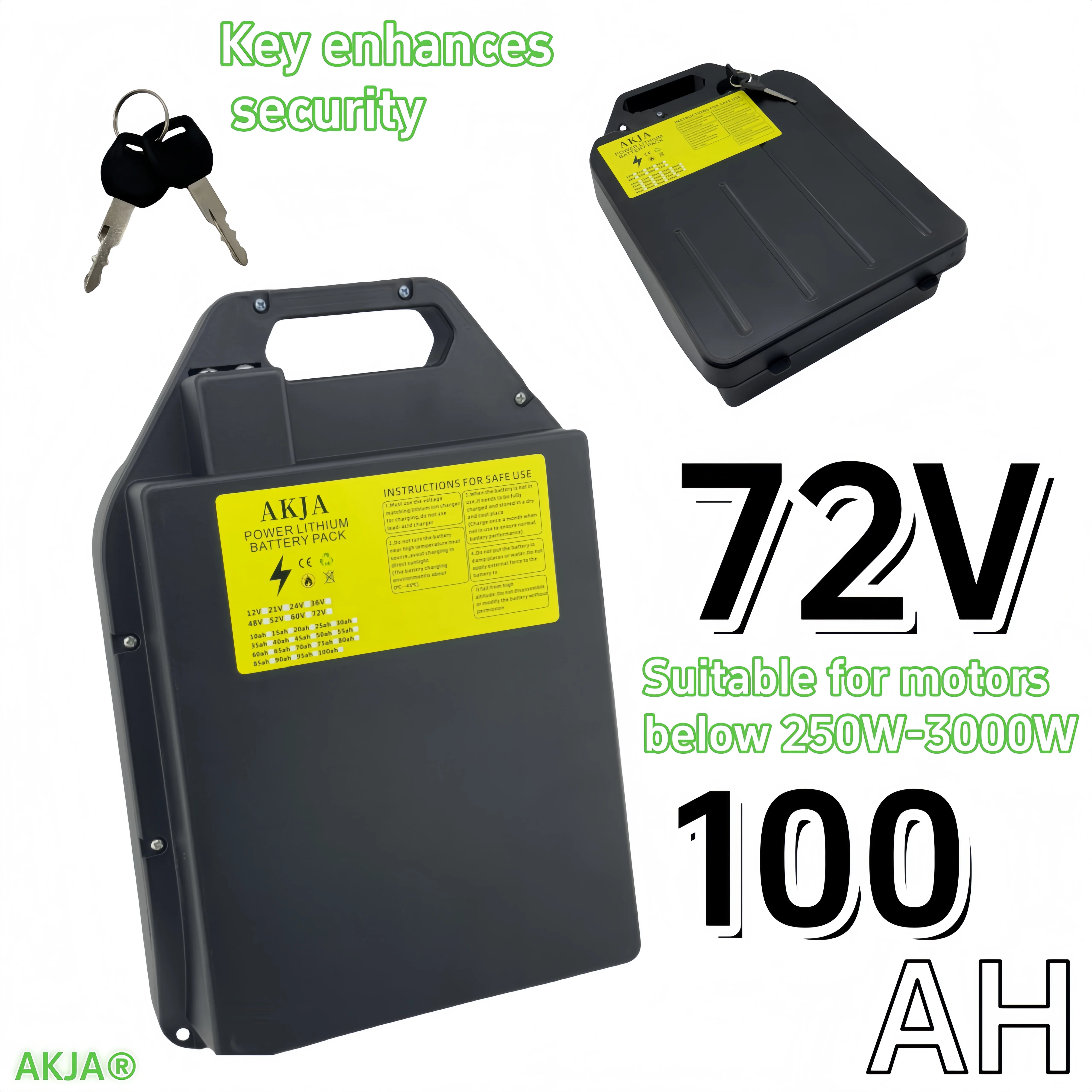

Air fast transportation 72V100AH 18650 lithium battery Lithium battery pack Suitable for motors below 500W-3000W