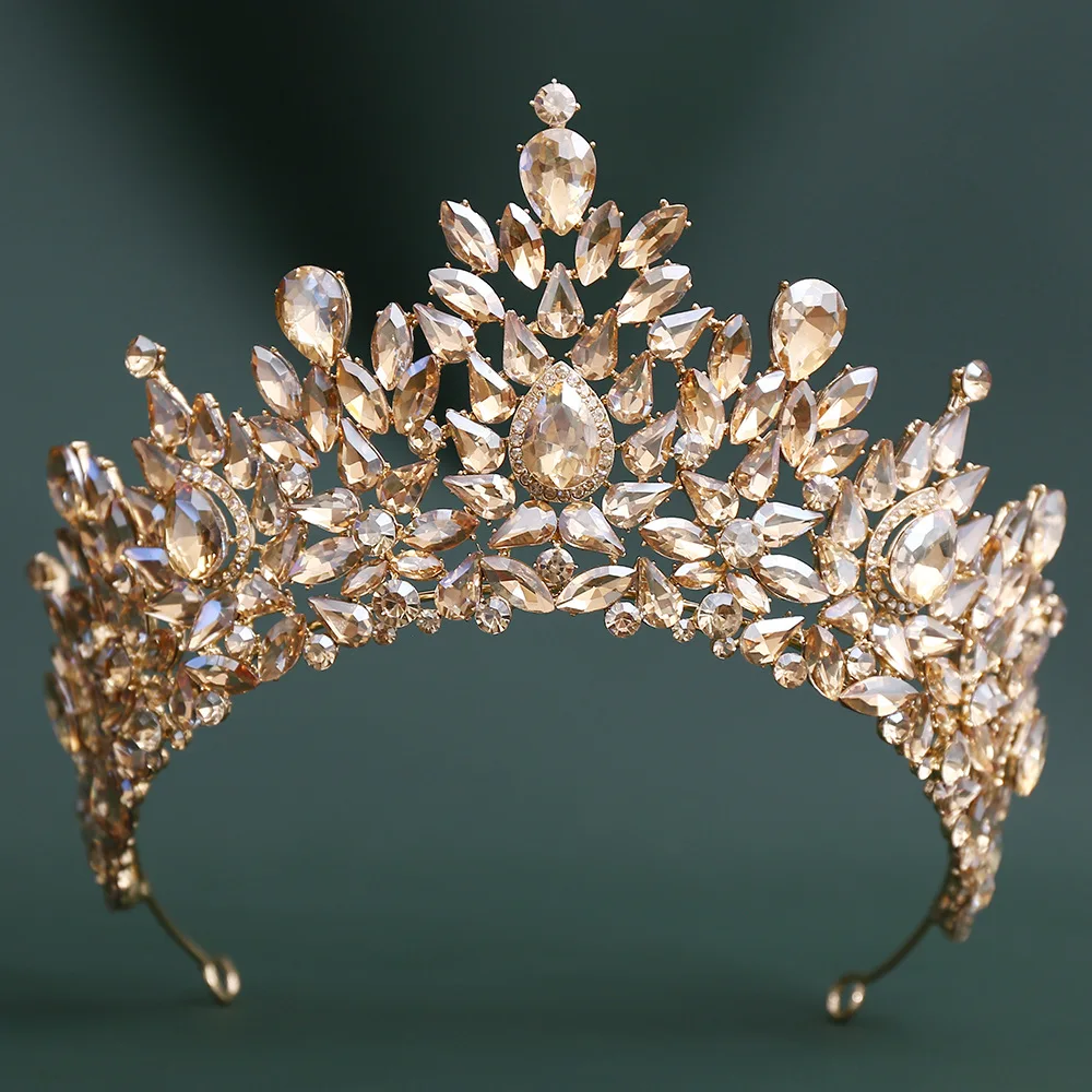 DIEZI 8 Colors Full Crystal Tiara Crown For Women Girls Wedding Party Elegant Luxury AB Rhinestone Crown Hair Dress Jewelry