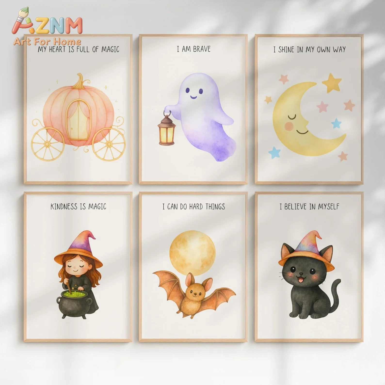 Halloween Affirmation Posters for Kids | Halloween Wall Art | Positive Affirmations Decor Unframed Canvas Nursery Decor