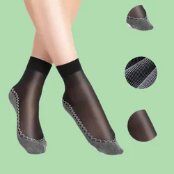 5/10 Pairs Women Transparent Ultrathin Female Mesh Bottom Splice Socks High Quality Silk Velvet Ankle Short Elastic Lace Socks