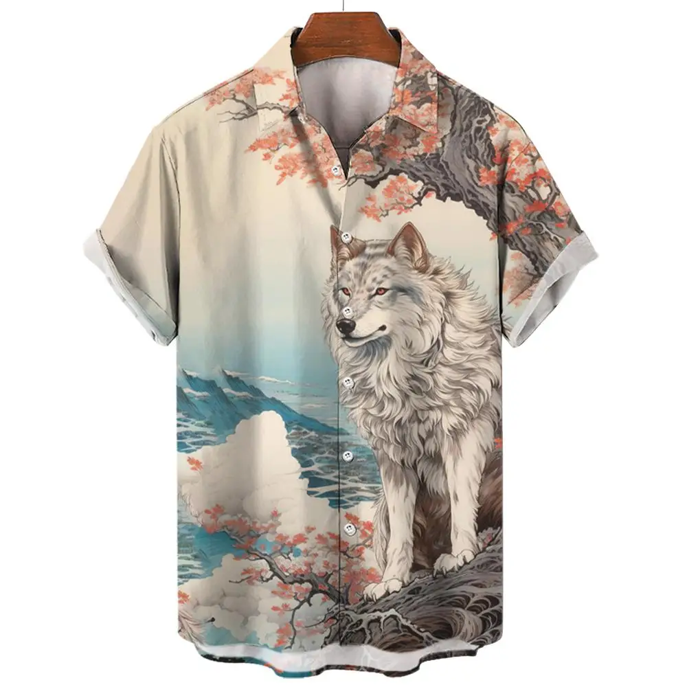 

Hawaiian For Men Summer Casual Short Sleeve Shirt Outdoor Fashion Oversized Clothing Travel Button Cardigan Lapel Tops Blouses