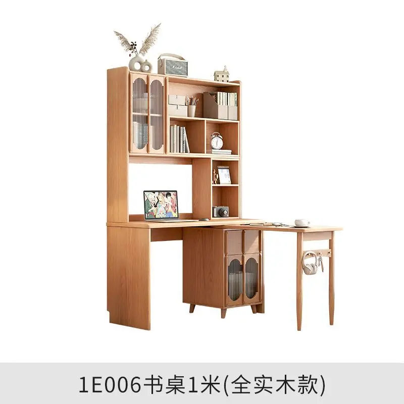 

Solid wood desk bookshelf bookcase integrated folding corner combination study table computer writing desk