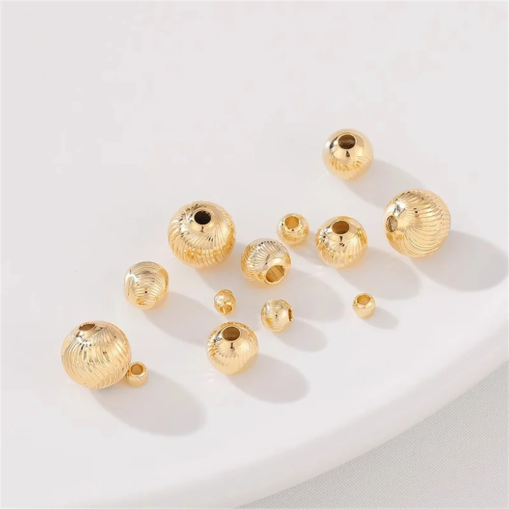 14K Gold-plated Flower Beads Cut Round Beads Scattered Beads Handmade Diy Bracelet Necklace Ear Jewelry Materials with Beads.