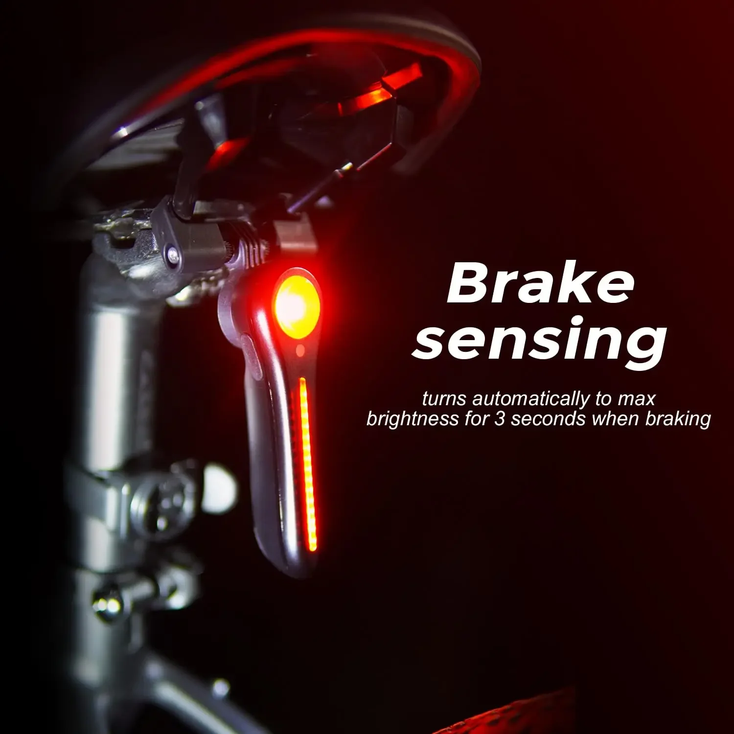 

Bicycle Taillight Waterproof - 6 Smart Modes Brake Light Motion Sensing, Suitable for Saddle and Seatpost, Rechargeable TPYE-C