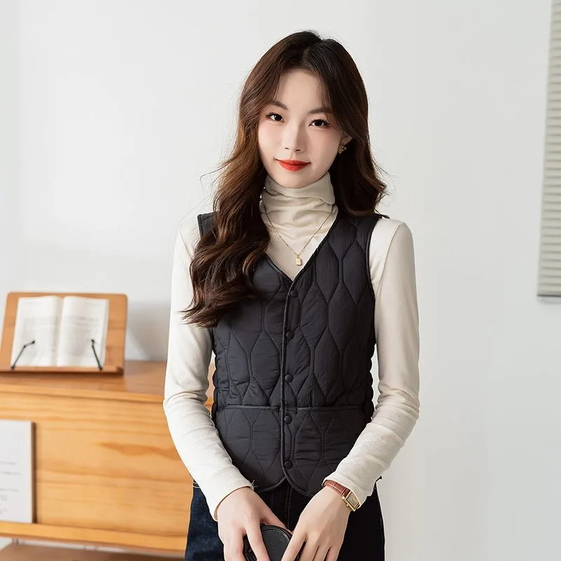 Winter Vests Women Cozy V-neck Korean Style Temperament Ulzzang Solid Coats Sleeveless All-match Retro Elegant Casual Fashion