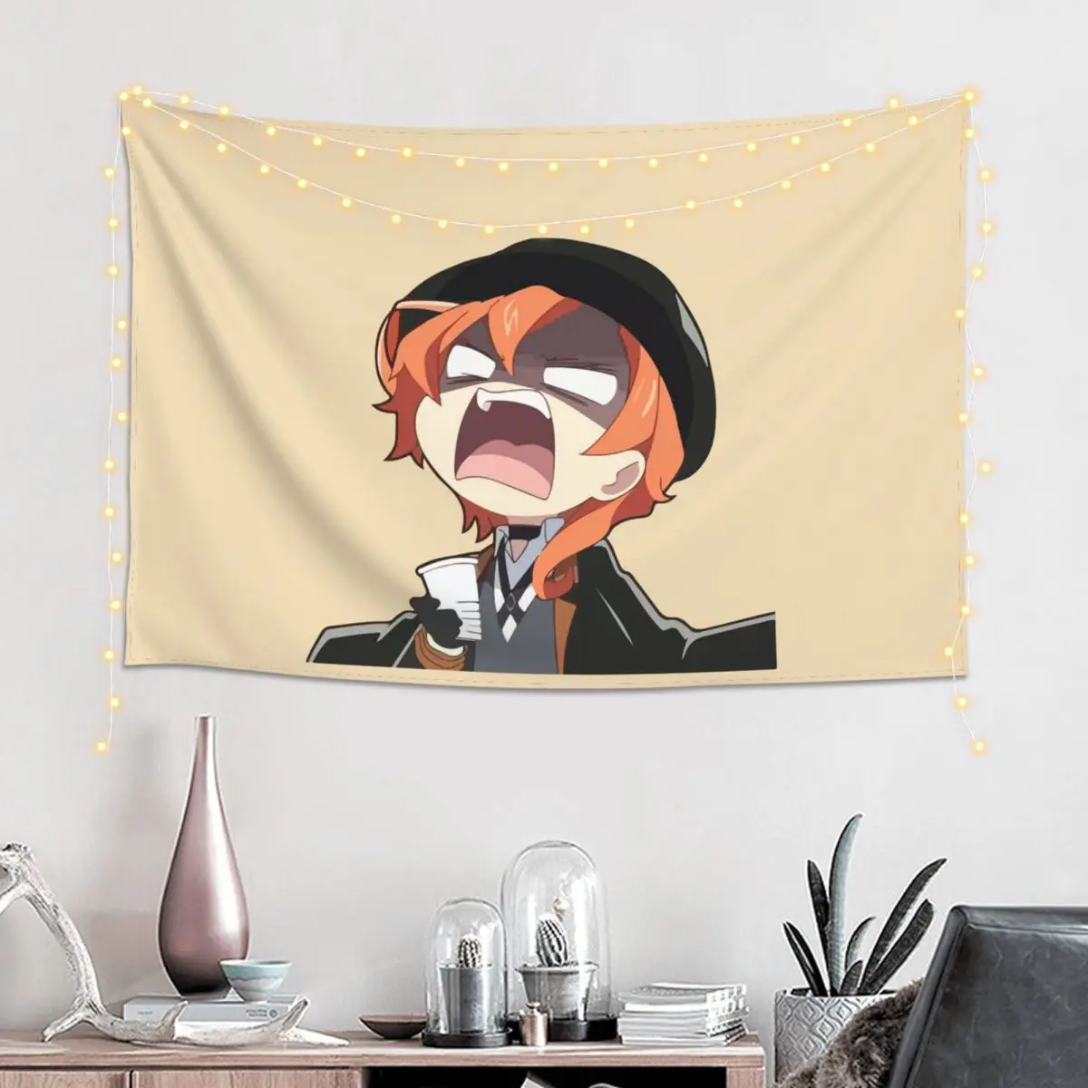 Chuya Nakahara Bungo Stray Dogs Anime Tapestry Hippie Wall Hanging Aesthetic Home Decor Tapestries for Living Room Bedroom Dorm