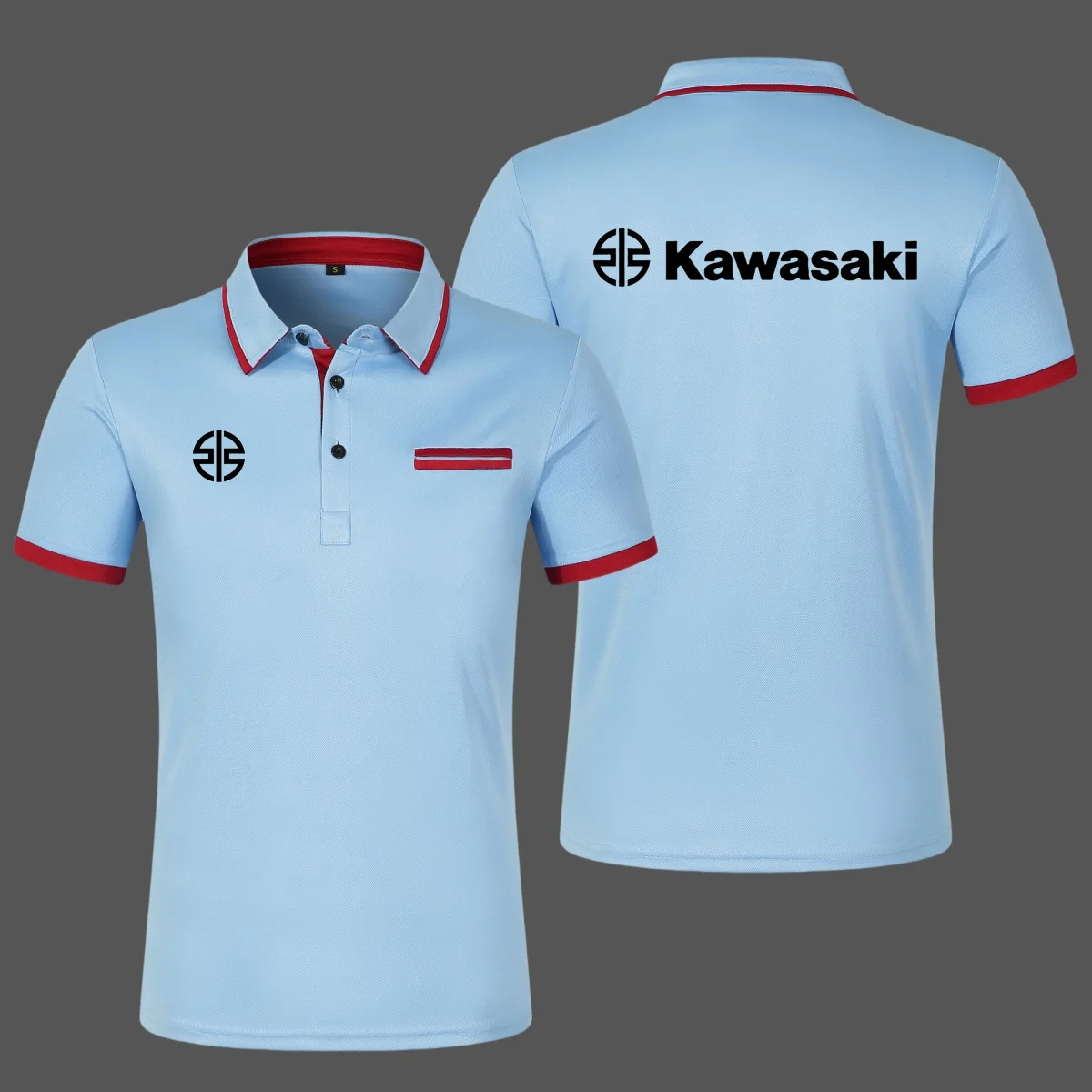 

Новая модная повседневная мужская рубашка-поло с короткими рукавами KAWASAKI, мотоциклетная футболка с лацканами и принтом, топ больших размеров, продукт для кроссовера
