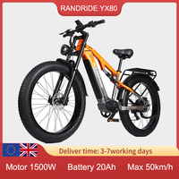 Free shipping RANDRIDE YX80 Electric bike 1500 48V 20Ah total suspension with hydraulic brakes and forks