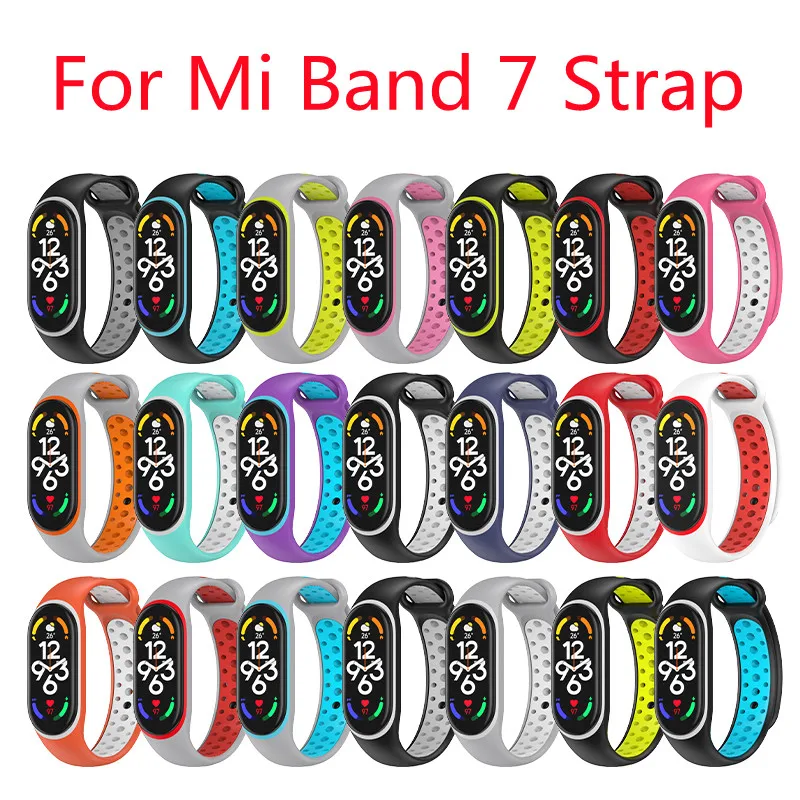 Breathable strap For Xiaomi Mi band 7 6 5 4 Sport Bracelet watch Silicone wrist strap For mi band 3 4 5 bracelet Miband 4 Strap